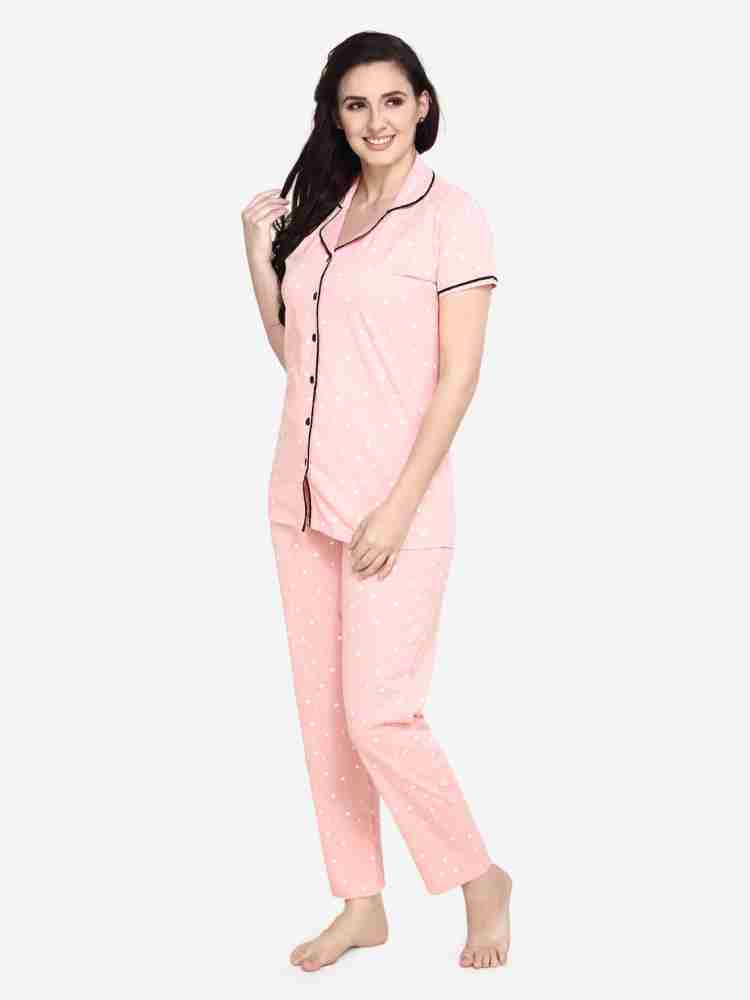 Meerkat Women Printed Pink Shirt Pyjama set Price in India Buy