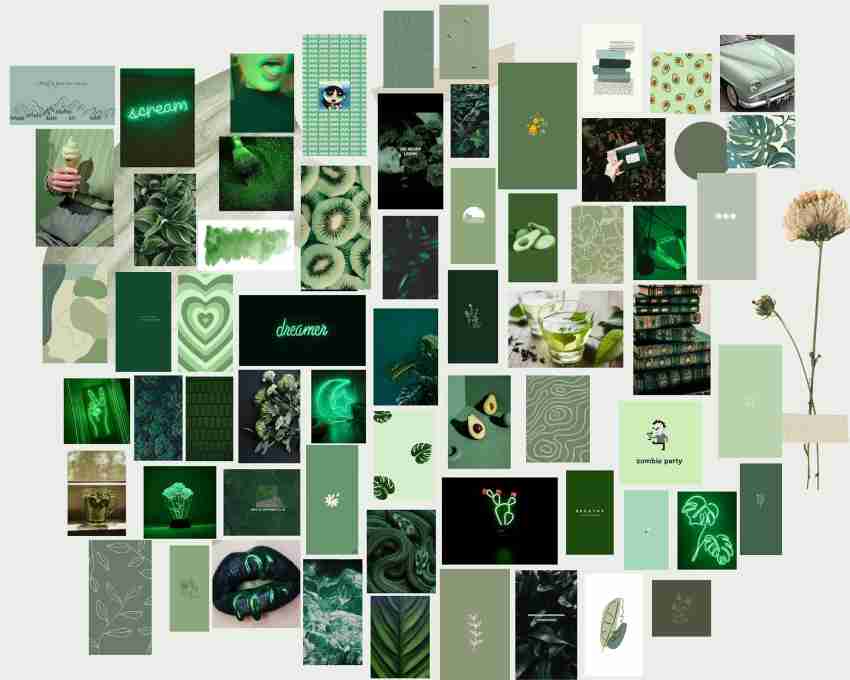 Pastel Green Aesthetic Wall Collage Kit 50 PRINTED 4x6, Gift for