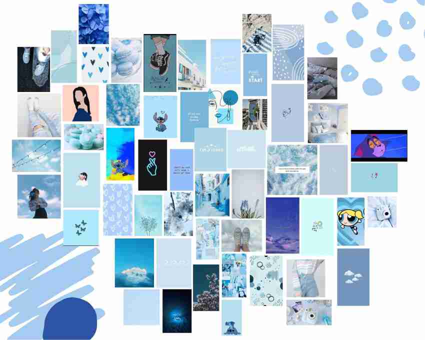 Light Blue Aesthetic Photo Collage Baby Blue Wall Collage 