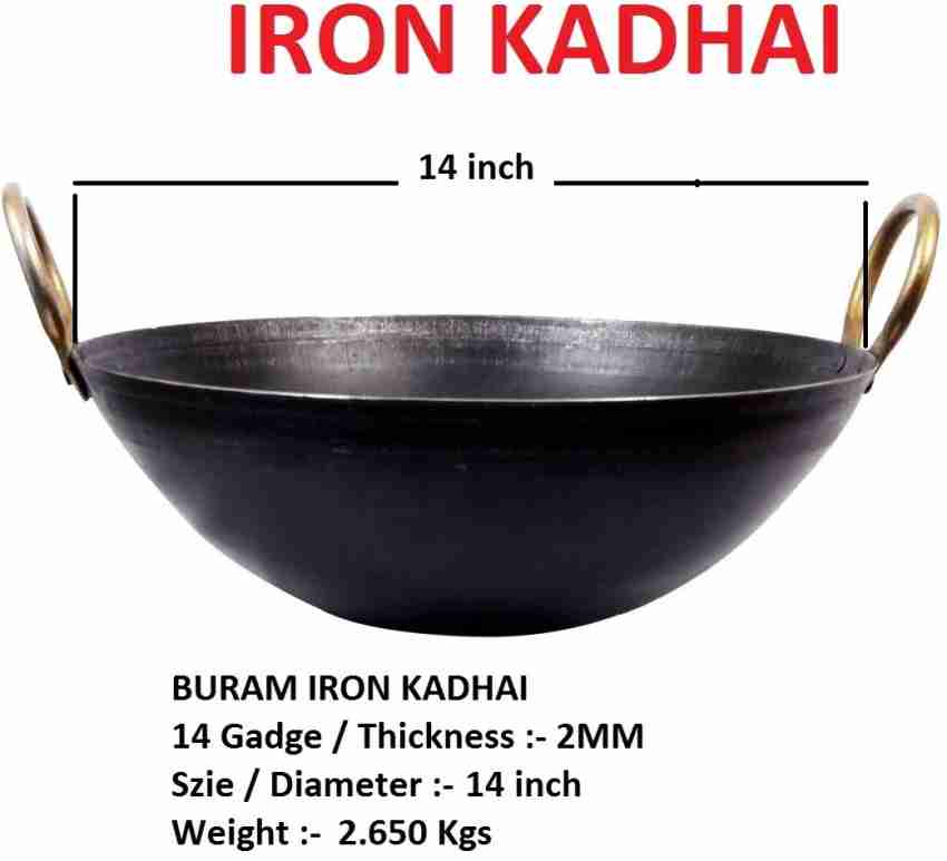 Traditional Indian New Handmade Cast Iron Kadai 11'' inch cooking