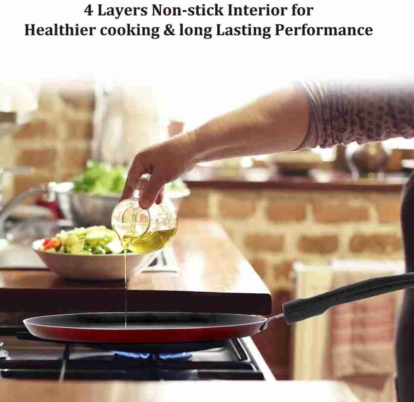 Master Non Stick Aluminum Dosa Tawa 28 cm with Wooden Spatula, Gas