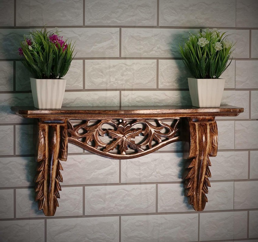 Carved wood deals wall shelf