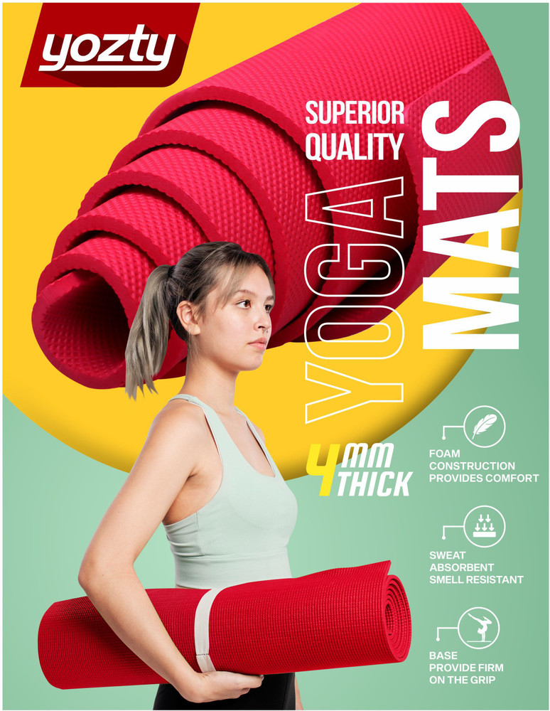 Yozty Enterprise Yoga Mat Red 4 mm Yoga Mat Buy Yozty Enterprise Yoga Mat Red 4 mm Yoga Mat Online at Best Prices in India Fitness Flipkart