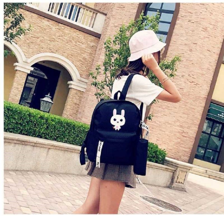 Nidhi Preppy Style Fashion Waterproof Women Girls Backpack Korean Design  Drawstring Chain travel College Office Bag 10 L Backpack Black - Price in  India