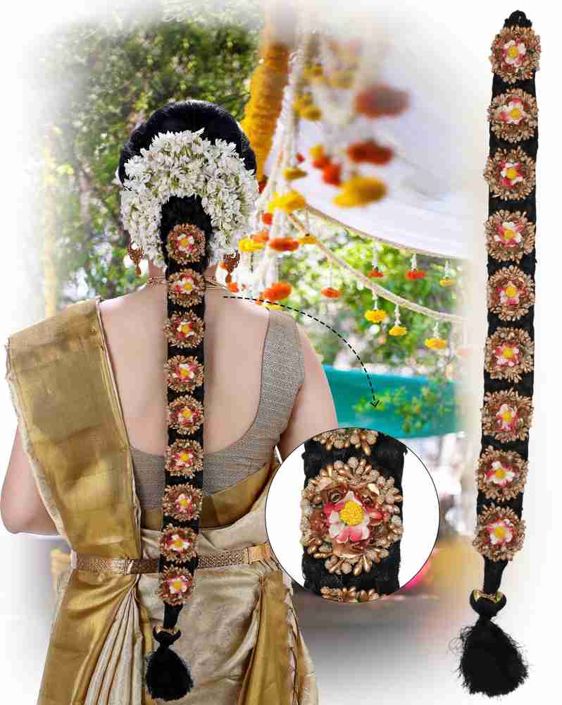 krelin Bharatanatyam Savaram Kunjalam Kemp Ready Jada Set Hair