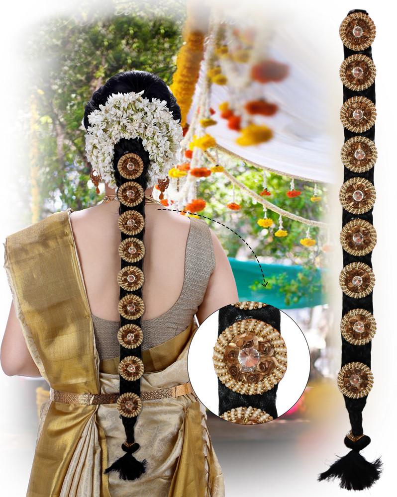 krelin Bharatanatyam Savaram Kunjalam Kemp Ready Jada Set Hair