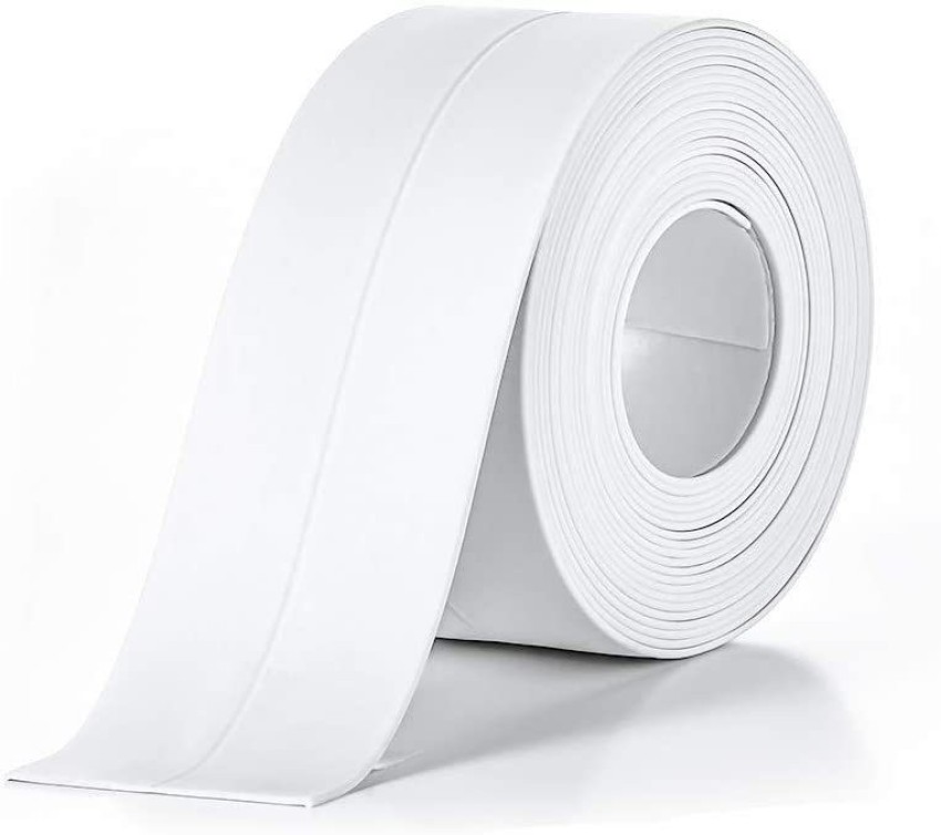 1 Pack Tape Caulk Strip,Wide PVC Waterproof Self Adhesive Tape for Bathtub Bathroom Shower Toilet Kitchen and Wall Sealing Protector, White, Size