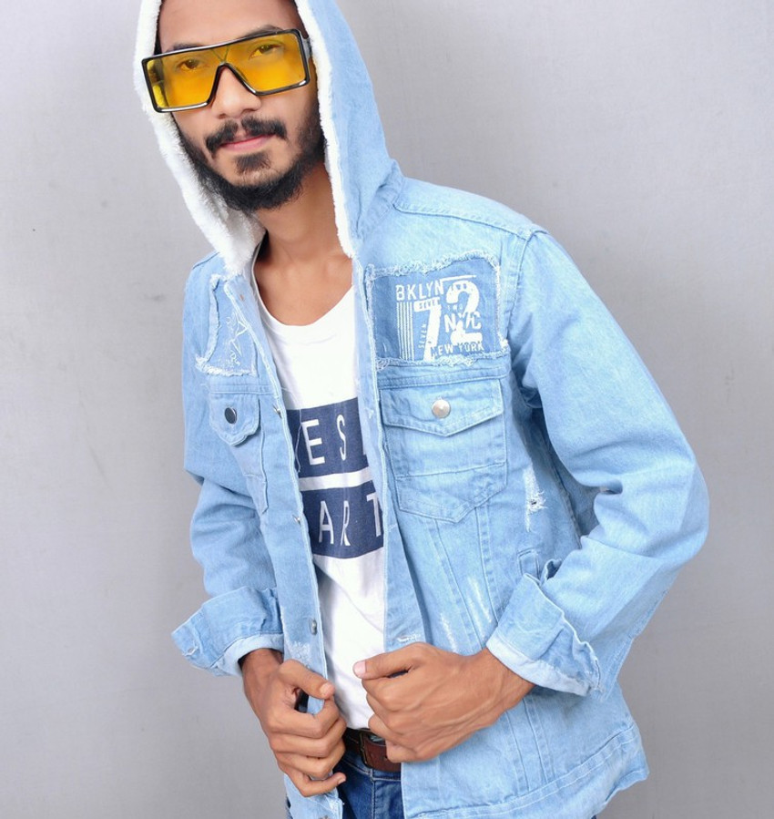 Follow me Full Sleeve Solid Men Denim Jacket - Buy Follow me Full