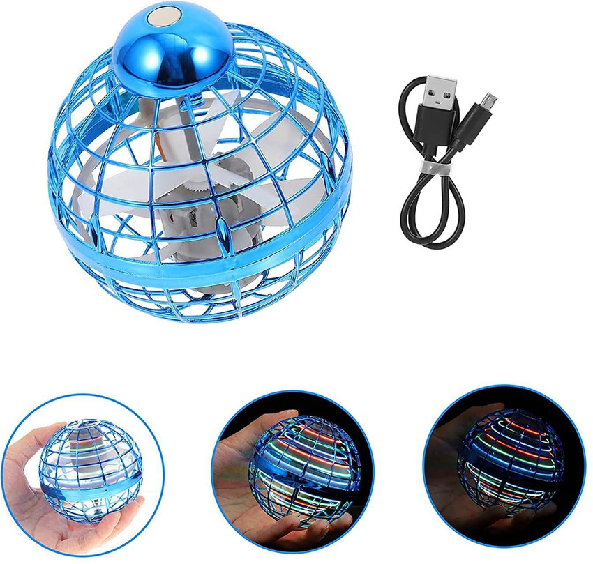 MGS Flying Ball Toys Globe Shape Magic Controller Mini Drone Flying Toy Built in RGB Lights Spinner 360 Rotating Spinning UFO Safe for Kids Adults Magic Flying Toys Outdoor Indoor Flying Ball Toys