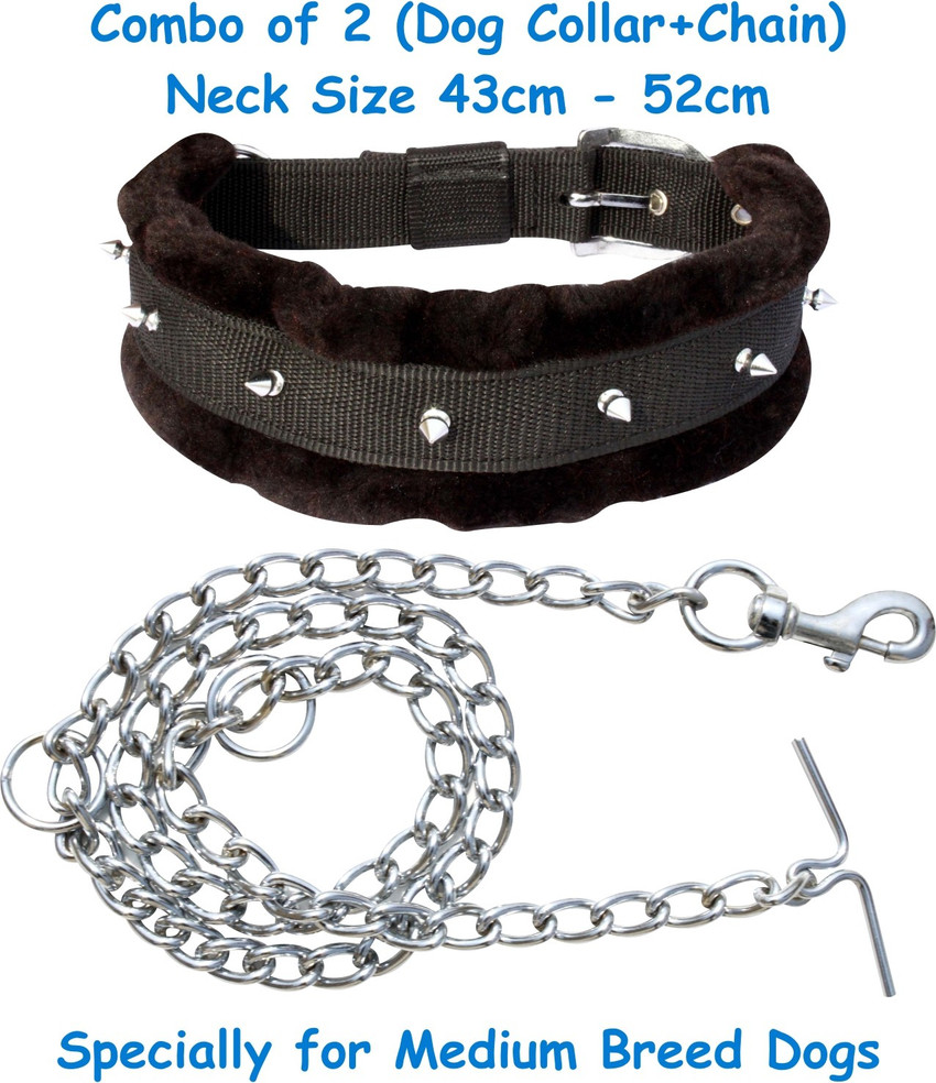 BODY BUILDING Dog Belt Combo of 2 Padded Black Fur Spike Dog