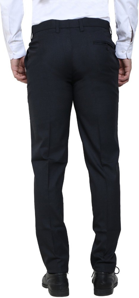 Dobby Polyester Viscose Stretch Slim Fit Mens Trousers