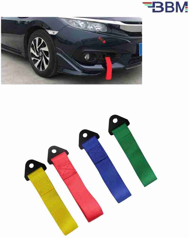 BBM Tow Belt and Strap Universal Front & Rear Tow Strap, Towing Belt , Tow  Hook With Nut Bolt(Random Colours Orange, Blue, Yellow and Green) for Honda  City ZX Front and Rear