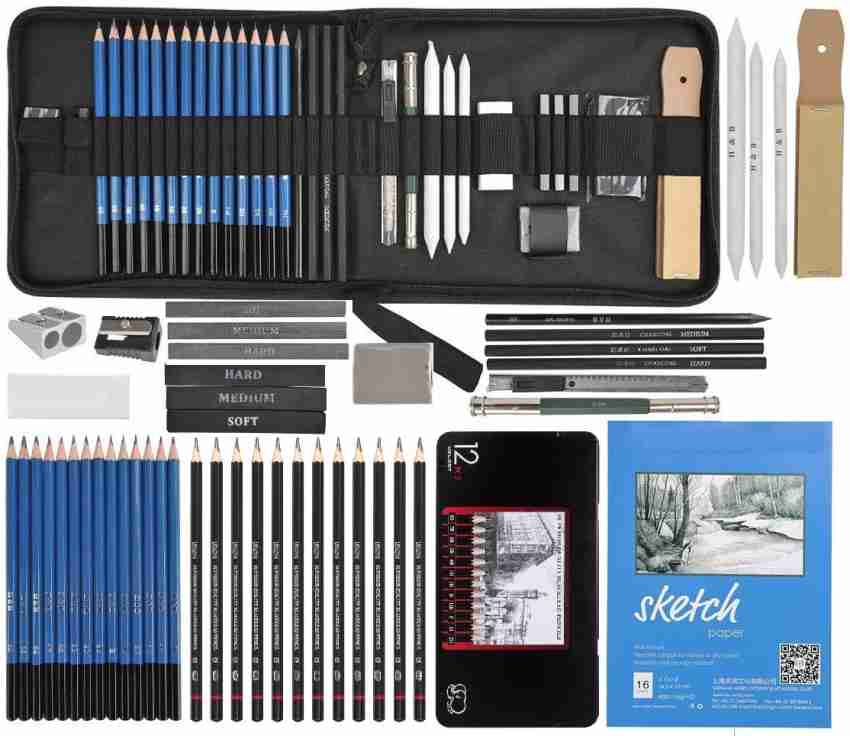 Corslet 47 Pieces Pencil Kit Professional Graphite Charcoal Sketch Pencil  Set - Price History