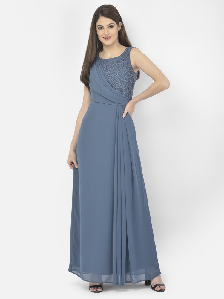 Eavan Women A line Blue Dress Buy Eavan Women A line Blue Dress Online at Best Prices in India Flipkart