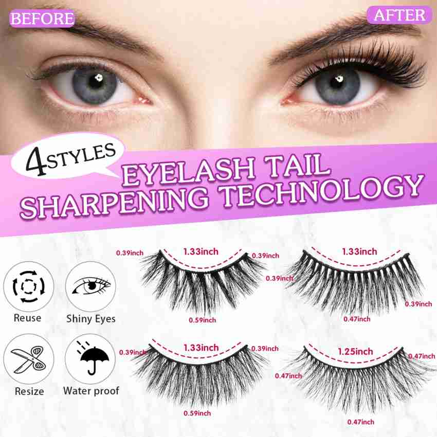 MAYCREATE 2 Pairs Reusable 3D False Eyelashes Long Natural Look