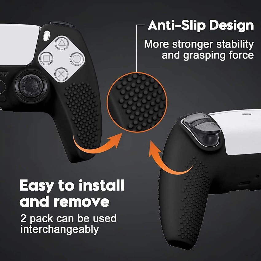 PSS PS5 DualSense Controller Skin, Studded Anti-Slip PS5 DualSense  Controller Cover Silicone Grip for PS5 Controller(Black Controller Skin x 1  + Thumb Grips x 2) Gaming Accessory Kit - PSS 