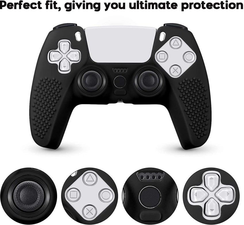 PSS PS5 DualSense Controller Skin, Studded Anti-Slip PS5 DualSense Controller  Cover Silicone Grip for PS5 Controller(Black Controller Skin x 1 + Thumb  Grips x 2) Gaming Accessory Kit - PSS 