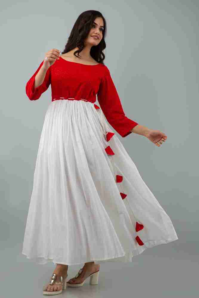 Prathmikta Women Asymmetric Red White Dress Buy Prathmikta