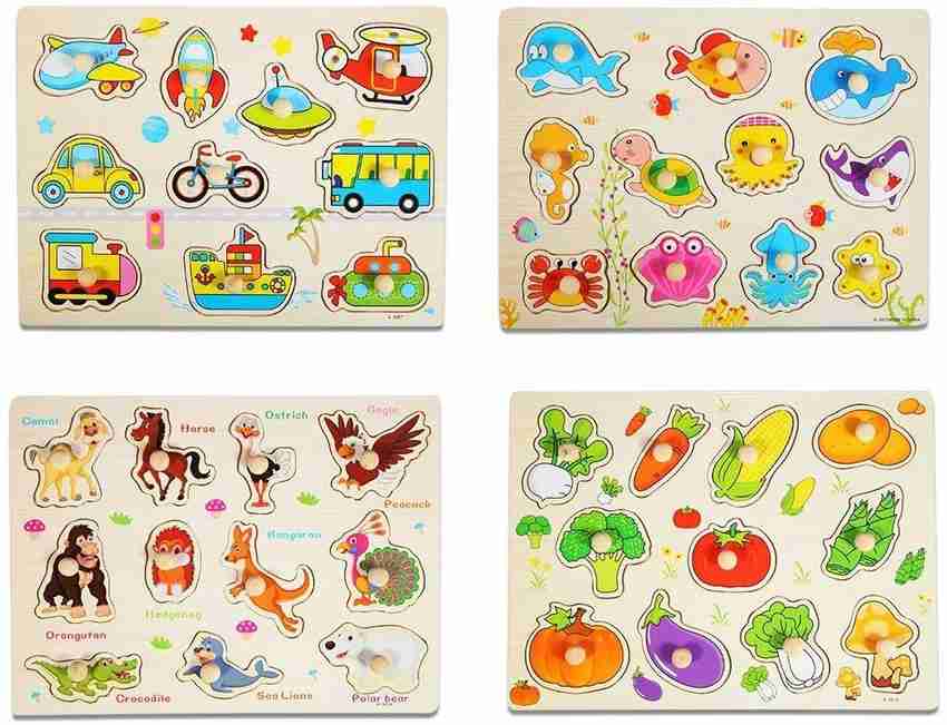 Wooden peg shop puzzles for toddlers