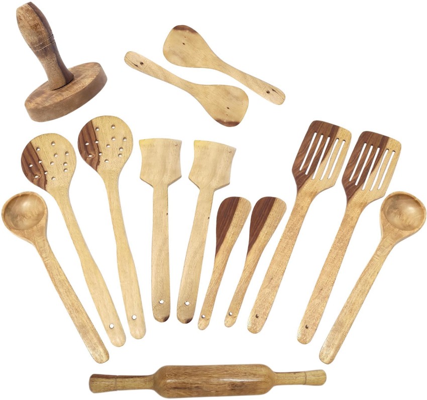 Bamboo Kitchen Utensils Set 8-Pack - Wooden Cooking Utensils for