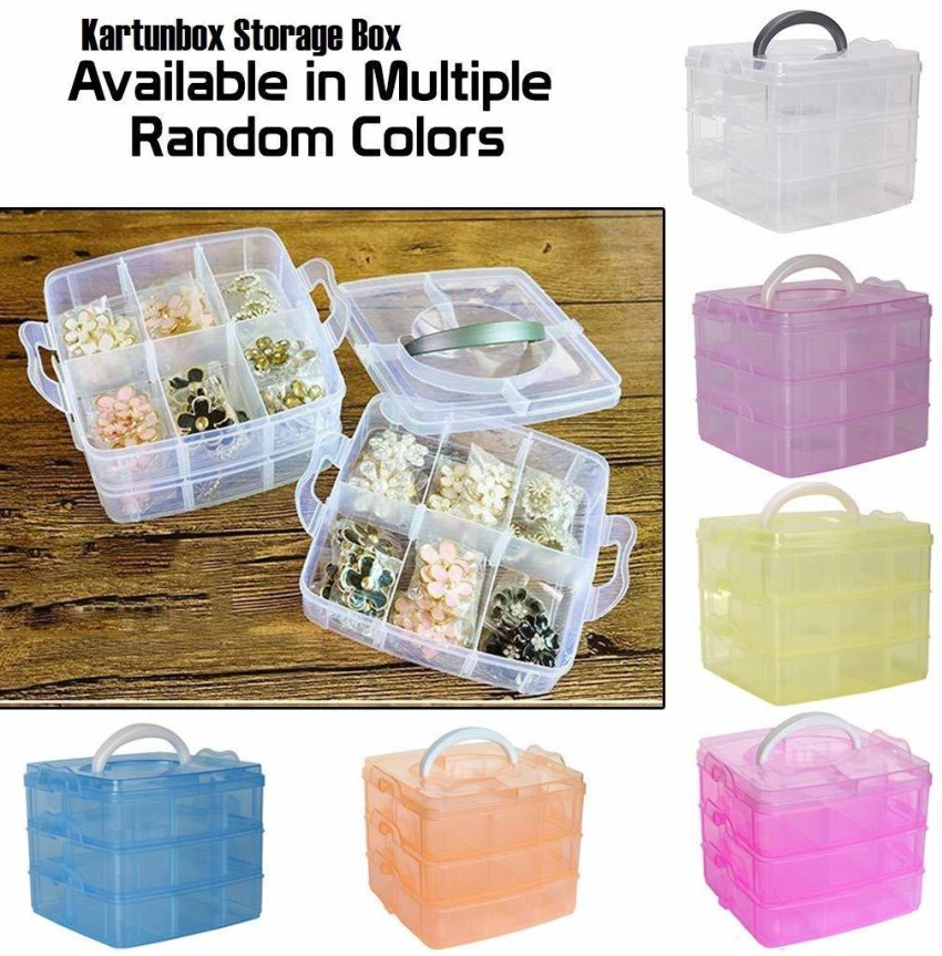 4 Pack Craft Storage Boxes with Compartments,Plastic Storage Boxes,Storage  Box Organizer with Lids,Divider Jewellery Box for Beads Earring Tool Box