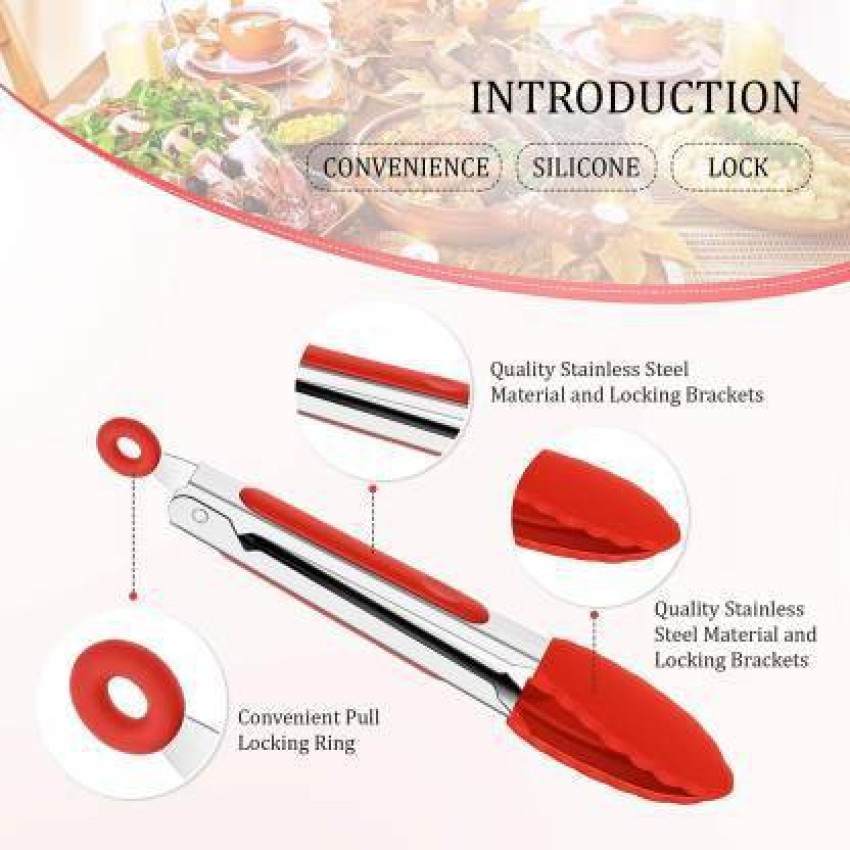 7 Inch Silicone Tongs Mini Kitchen Tongs with Silicone Tips Small