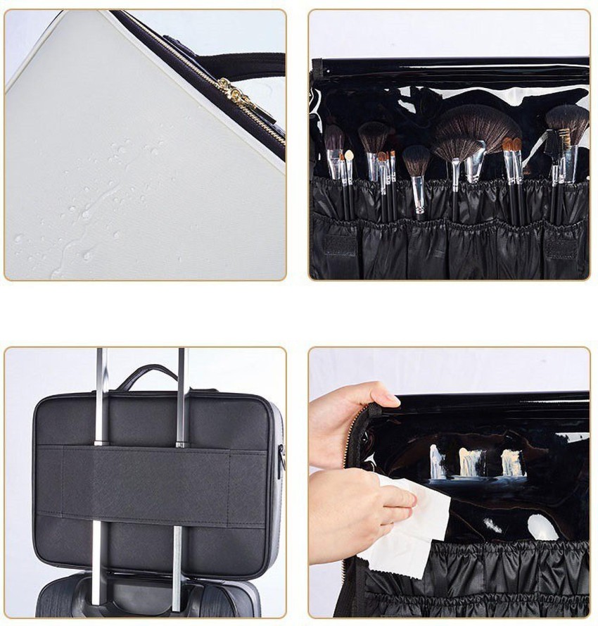 AweStuffs Professional Travel Makeup Bag Cosmetic Case with Adjustable Compartment  Travel Toiletry Kit Black - Price in India
