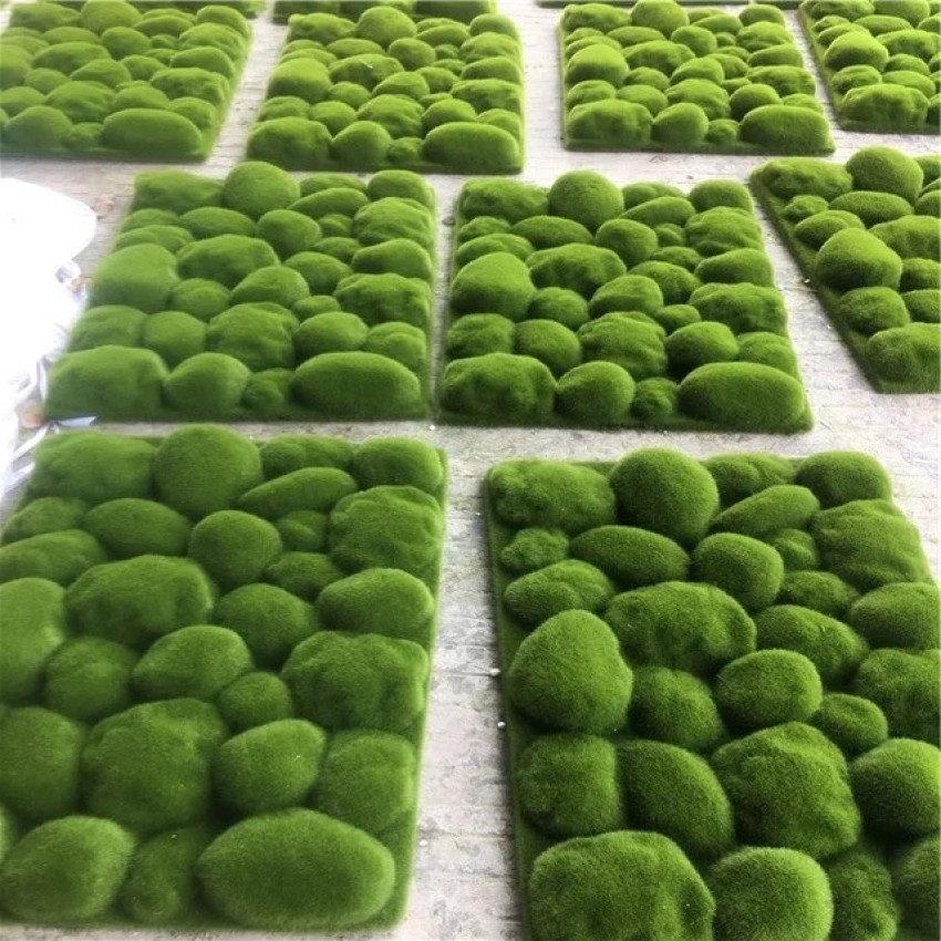 Artificial Stone Moss Green Grass Wall Plant for Decoration 30cm x 50cm  (Pack of 10)