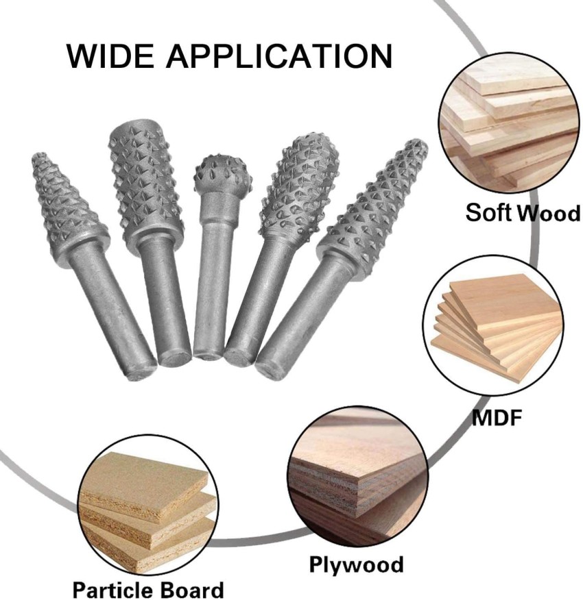 Generic Wood Carving Tools, 5 PCS Engraving Drill Accessories Bit Wood  Crafts Grinding Woodworking Tool with