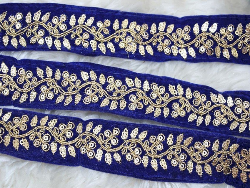 CMHOWLITE Royal Blue Designer Zari Work Embroidered Border for Design  Banarasi Saree Border Blue Lace,Dupatta Lace,Trim & Embellishments Lace  Reel Price in India - Buy CMHOWLITE Royal Blue Designer Zari Work  Embroidered