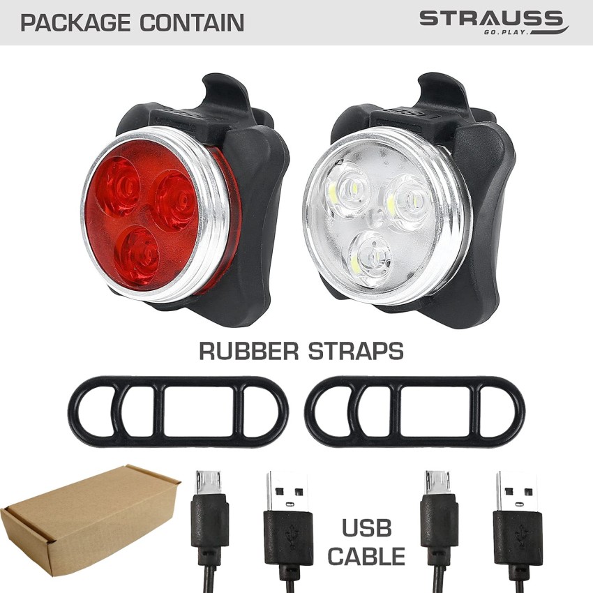 Strauss Usb Rechargeable Cycle Light Set Bicycle Headlight