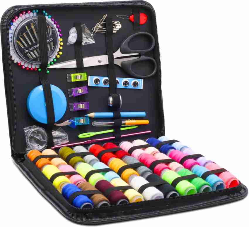 Jetcloudlive 128pcs Portable Travel Sewing Box Kit Needles Thread Stitching  Kit DIY Sewing Supplies Premium Mini Sewing Accessories