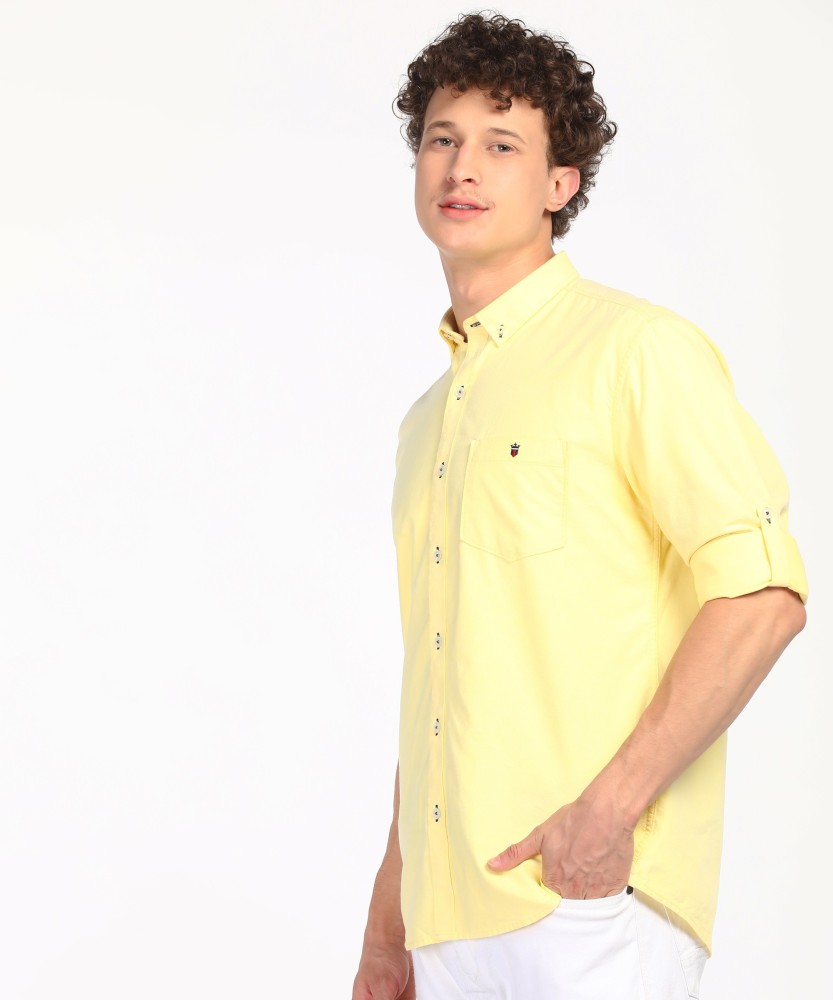 Buy LOUIS PHILIPPE SPORTS Yellow Solid Polyester Cotton Slim Fit