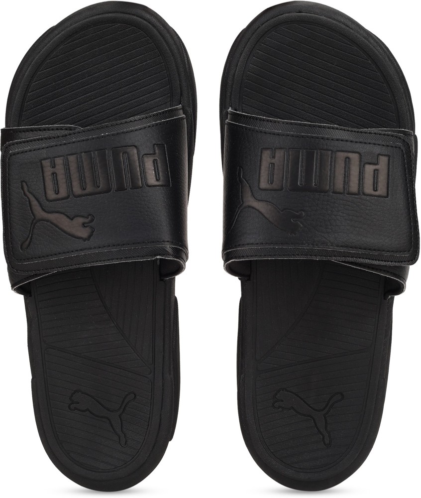 Mens black adjustable discount slides