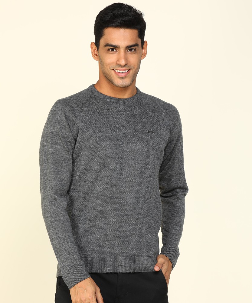 Peter England University Self Design Crew Neck Casual Men Grey Sweater - Buy  Peter England University Self Design Crew Neck Casual Men Grey Sweater  Online at Best Prices in India