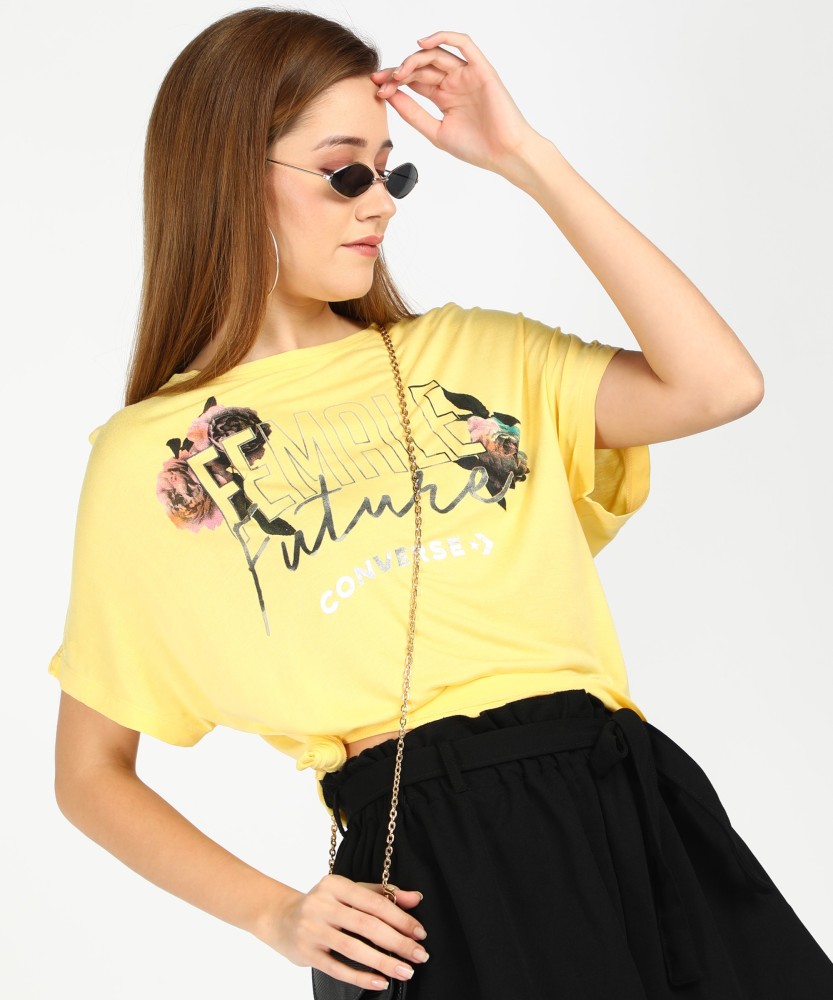 Converse t shirt womens yellow online