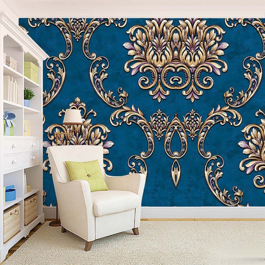 Blue and Golden Marble Pattern Wallpaper for Rooms  lifencolors