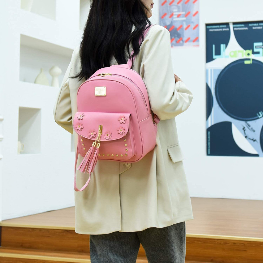 I Zone 3 PCS Fashion Cute Mini Leather Backpack sling pouch set for Women 10 L Backpack PINK Price in India Flipkart