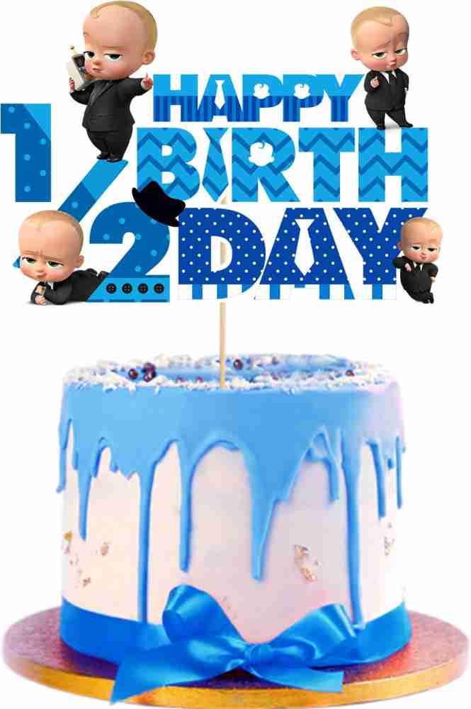 ZYOZI Boss Baby Half Birthday Cake Toppers,1/2 Birthday Boss Baby