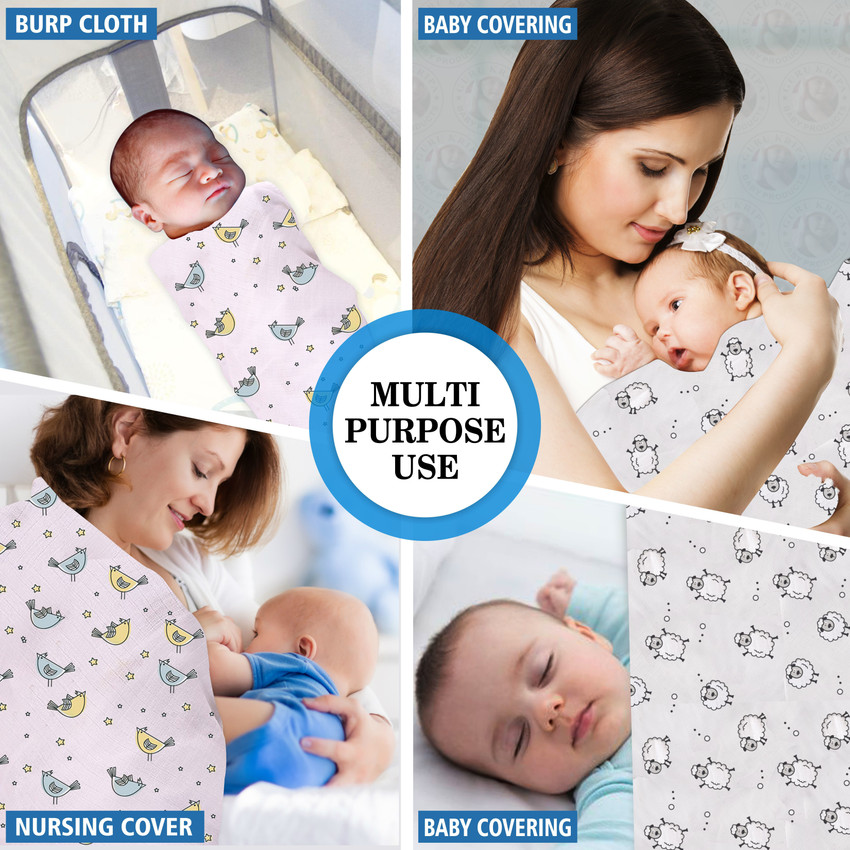 TINY LOOKS Printed Single Swaddling Baby Blanket for AC Room Buy
