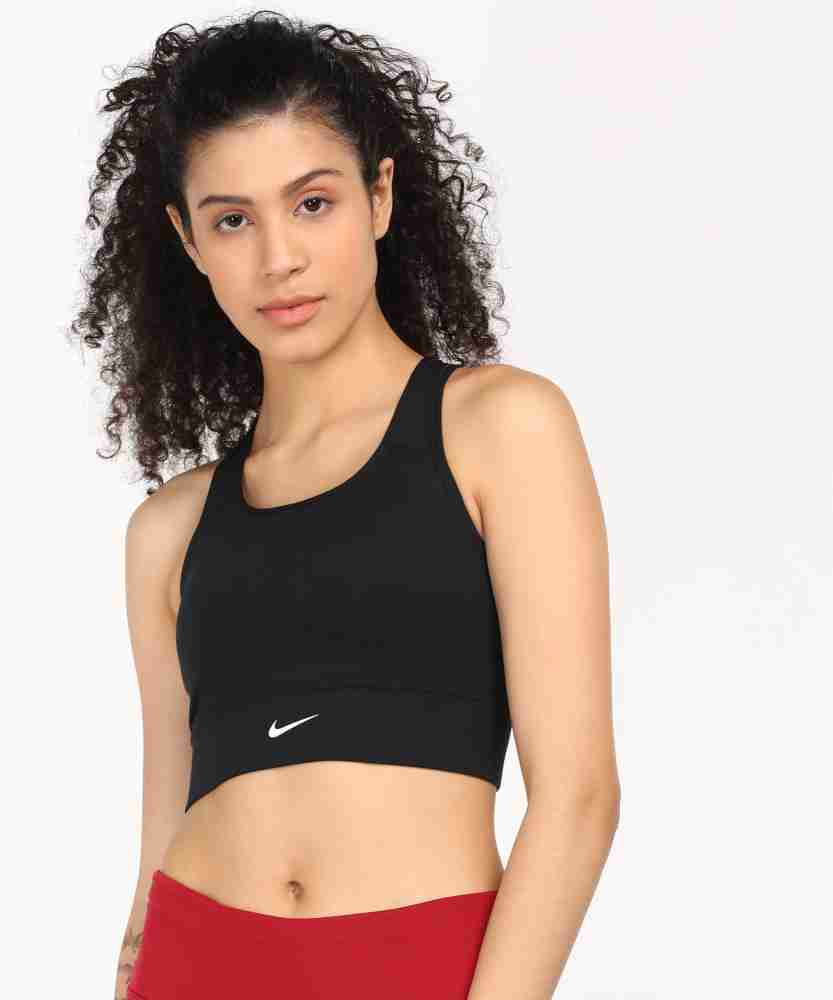 Nike Swoosh Women's Medium-Support 1-Piece Pad Sports Bra Gray Black size L  XL