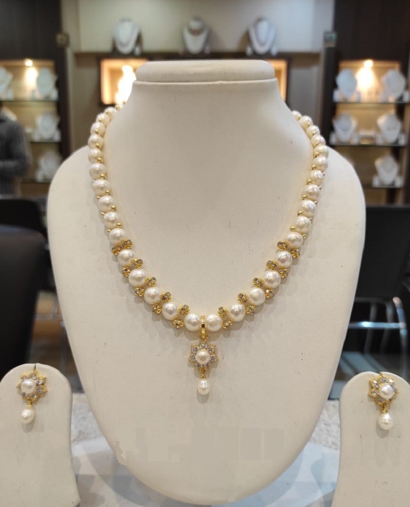 Gold Plated Necklace Set | Coral and Pearl Jewelry | 925 Silver NS 223