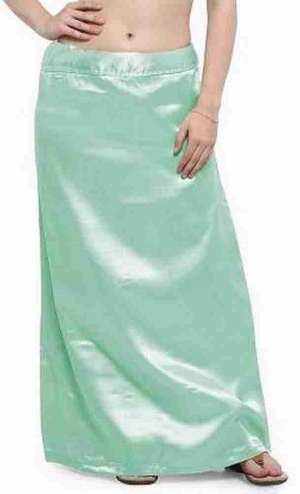 YAKU Sea green satin petticoat Pure Silk, Pure Satin Petticoat