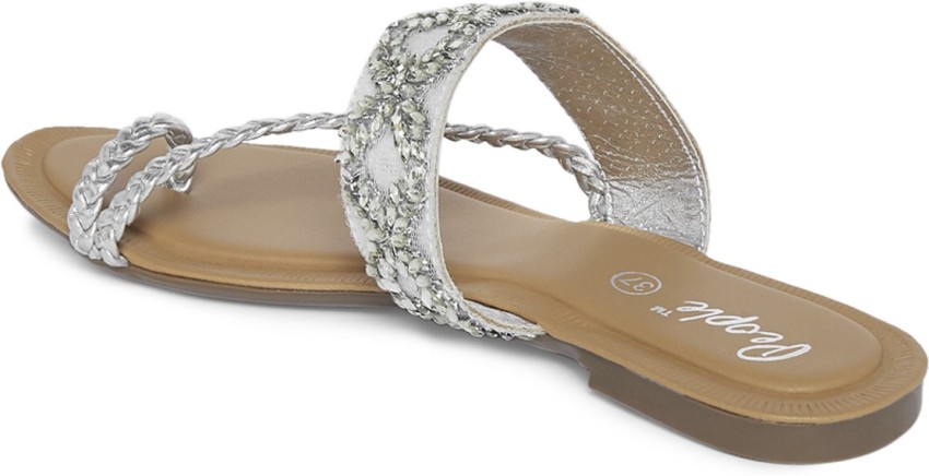 Silver sparkly best sale flat sandals