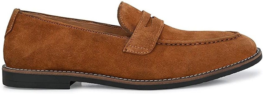 Handmade Men Tan Brown Leather Penny Loafer Shoes, Men Classic