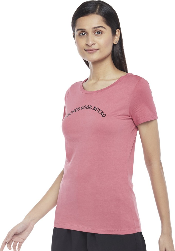 Honey By Pantaloons Printed Women Round Neck Pink T-Shirt - Buy Honey By  Pantaloons Printed Women Round Neck Pink T-Shirt Online at Best Prices in  India