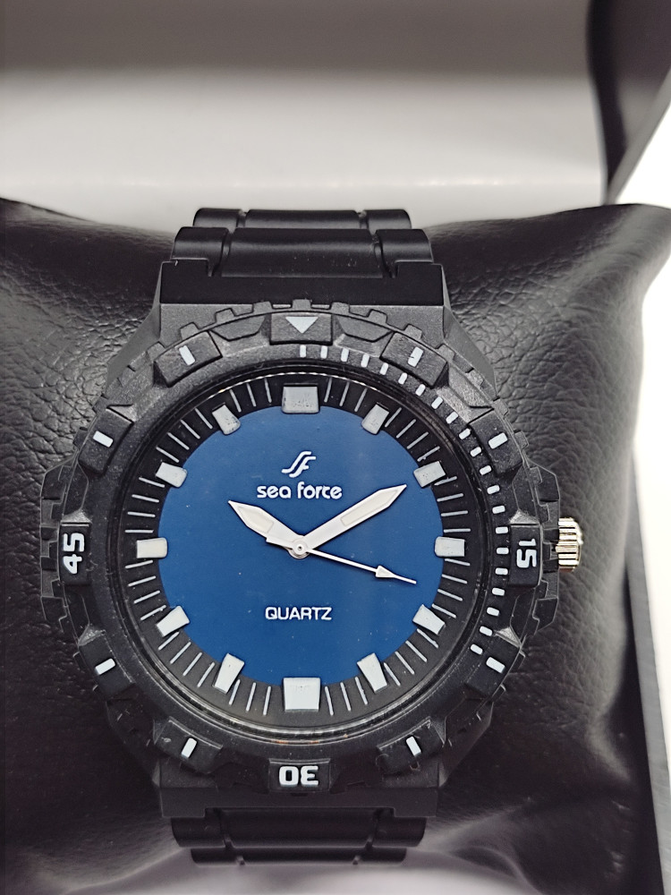 Sea force Men s Watch Blue Dial Black Fiber Case And Black Fiber