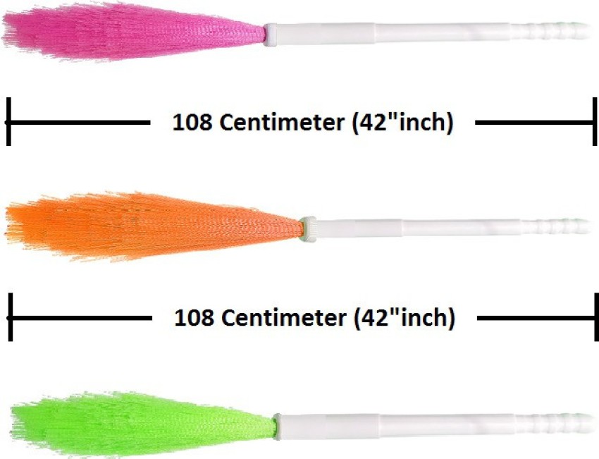 BARBYAM Adjustable Colorful Plastic Broom, Long Lasting Plastic