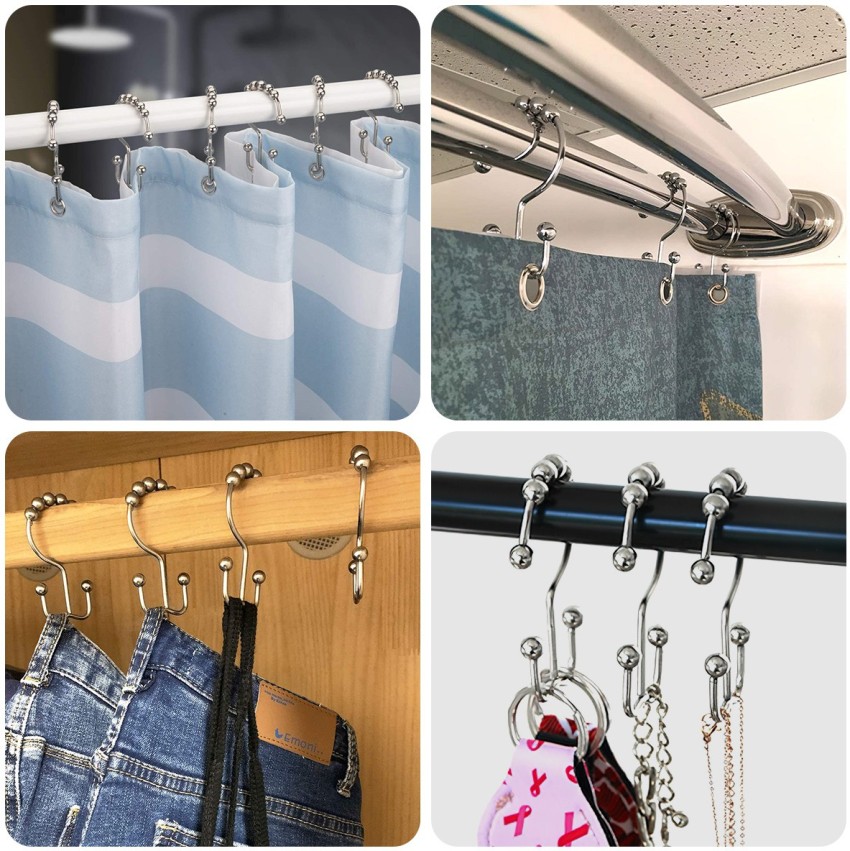 HASTHIP Bathroom Curtain Rings,Stainless Steel Hook for Curtains