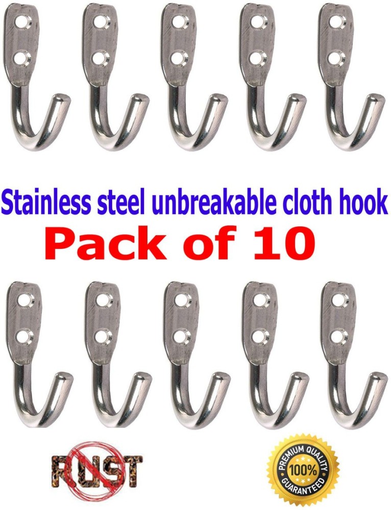 Buy BTL Stainless Steel Door Hook - Wall Hook - Hook for Hanging Keys,  Clothes, Towel, J Shape, Screws Included, Pack of 10